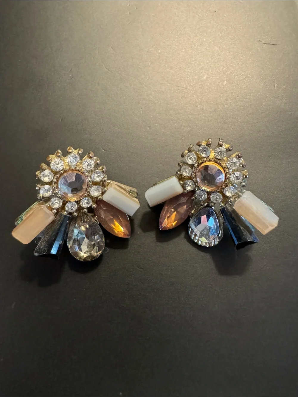 Vintage Rhinestone Crystal Cluster Earrings